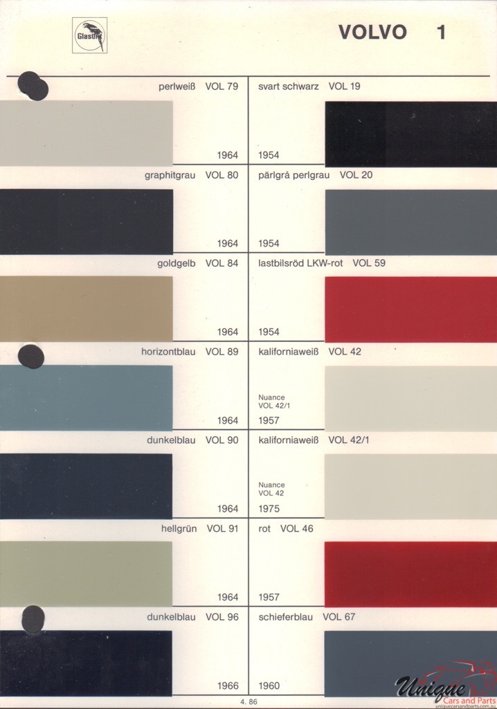 1960 Volvo Paint Charts Glasurit